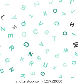 Light Green vector seamless template with isolated letters. Modern geometrical illustration with ABC english symbols. Design for wallpaper, fabric makers.