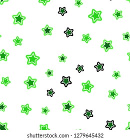 Light Green vector seamless template with sky stars. Decorative shining illustration with stars on abstract template. Design for wallpaper, fabric makers.