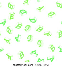 Light Green vector seamless template with 3D isolated letters. Shining colorful 3D illustration with isolated letters. Design for wallpaper, fabric makers.