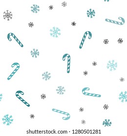 Light Green vector seamless template with sweet christmas sticks.