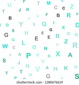 Light Green vector seamless template with isolated letters. Shining illustration with ABC symbols on abstract template. Pattern for design of fabric, wallpapers.
