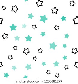 Light Green vector seamless template with sky stars. Modern geometrical abstract illustration with stars. Pattern for design of fabric, wallpapers.