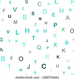 Light Green vector seamless template with isolated letters. Abstract illustration with colored latin alphabet. Template for business cards, websites.