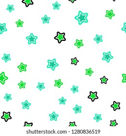 Light Green vector seamless template with sky stars. Modern geometrical abstract illustration with stars. Design for textile, fabric, wallpapers.