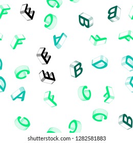 Light Green vector seamless template with 3D isolated letters. Abstract illustration with colorful 3D latin alphabet. Pattern for trendy fabric, wallpapers.