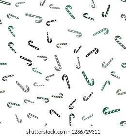 Light Green vector seamless template with sweet christmas sticks.