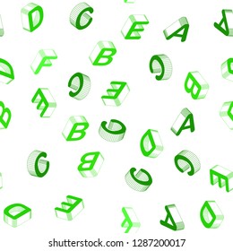 Light Green vector seamless template with 3D isolated letters. Abstract illustration with 3D ABC symbols. Template for business cards, websites.