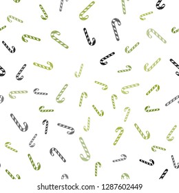 Light Green vector seamless template with sweet christmas sticks.