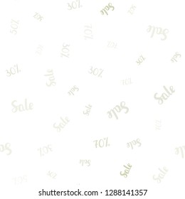 Light Green vector seamless template with 30, 50, 70% selling. Shining colorful illustration with isolated selling prices. Backdrop for ads, leaflets of Black Friday.