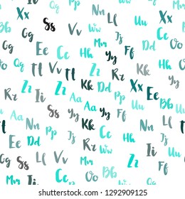 Light Green vector seamless template with isolated letters. Modern geometrical illustration with ABC english symbols. Design for wallpaper, fabric makers.