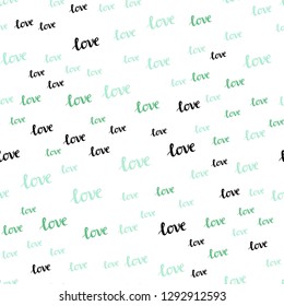 Light Green vector seamless template with text LOVE YOU. Illustration with phrase LOVE YOU for valentine's day. Design for wallpaper, fabric makers.