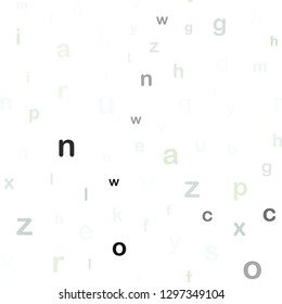 Light Green vector seamless template with isolated letters. Modern geometrical illustration with ABC english symbols. Template for business cards, websites.