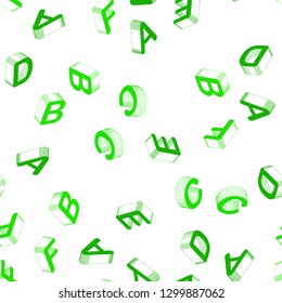 Light Green vector seamless template with 3D isolated letters. Colorful gradient design in 3D style with signs of alphabet. Pattern for trendy fabric, wallpapers.