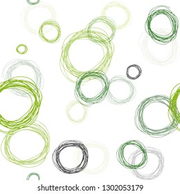 Light Green vector seamless template with circles. Modern abstract illustration with colorful water drops. Pattern for trendy fabric, wallpapers.