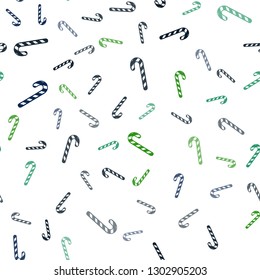 Light Green vector seamless template with sweet christmas sticks.
