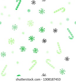 Light Green vector seamless template with sweet christmas sticks.