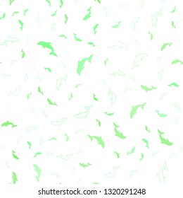 Light Green vector seamless template with dolphins. Decorative design in natural style with sea dolphins. Pattern for websites of animals.