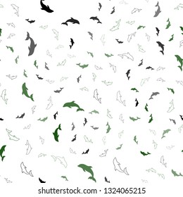 Light Green vector seamless template with dolphins. Natural illustration with sea dolphins. Natural design for wallpapers.