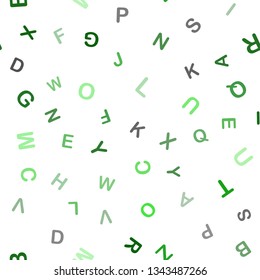 Light Green vector seamless template with isolated letters. Shining colorful illustration with isolated letters. Pattern for trendy fabric, wallpapers.
