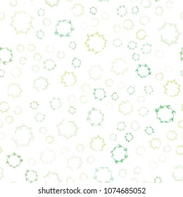 Light Green vector seamless  texture with disks. Glitter abstract illustration with blurred drops of rain. Pattern can be used for futuristic ad, booklets.
