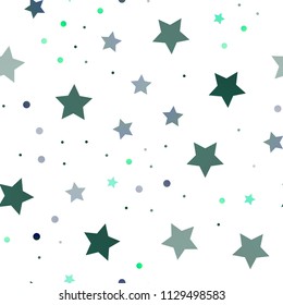 Light Green vector seamless texture with beautiful stars. Glitter abstract illustration with colored stars. The template can be used as a background.