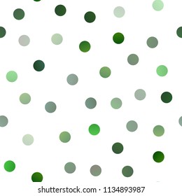Light Green vector seamless texture with disks. Blurred decorative design in abstract style with bubbles. The pattern can be used for beautiful websites.