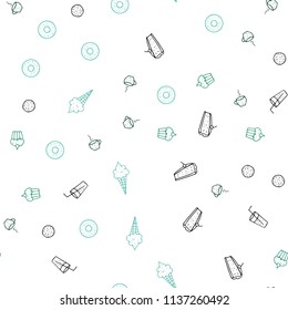 Light Green vector seamless texture with delicious snacks. Blurred decorative design of snacks in doodle style. Pattern for ad, booklets, leaflets of restaurants.