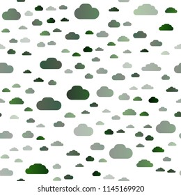 Light Green vector seamless texture with cloudy sky. Illustration in abstract style with colorful clouds. Design for textile, fabric, wallpapers.