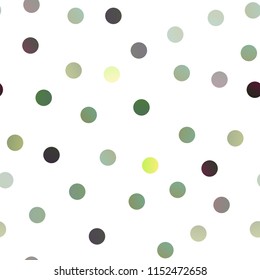 Light Green vector seamless texture with disks. Glitter abstract illustration with blurred drops of rain. Pattern can be used as texture of water, rain drops.