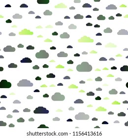 Light Green vector seamless texture with cloudy sky. Colorful illustration with abstract clouds. Pattern for design of fabric, wallpapers.