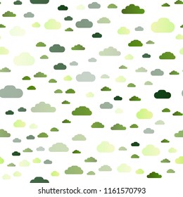 Light Green vector seamless texture with cloudy sky. Colorful illustration with abstract clouds. Pattern for trendy fabric, wallpapers.