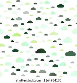 Light Green vector seamless texture with cloudy sky. Illustration in abstract style with colorful clouds. Trendy design for wallpaper, fabric makers.