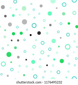 Light Green vector seamless texture with disks. Modern abstract illustration with colorful water drops. Pattern for design of fabric, wallpapers.