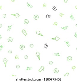 Light Green vector seamless texture with delicious snacks. Beautiful colored illustration with food in doodle style. Doodle design for your business advert of cafes.