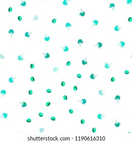 Light Green vector seamless texture with coffee beans, mugs. Colorful illustration with gradient coffee beans, mugs. Template of a black hot beverage in a cafe.