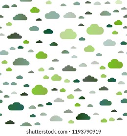 Light Green vector seamless texture with cloudy sky. Colorful illustration with abstract clouds. Pattern for design of fabric, wallpapers.