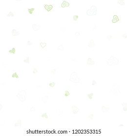 Light Green vector seamless texture with lovely hearts. Hearts on blurred abstract background with colorful gradient. Pattern for carnival, festival romantic leaflets.