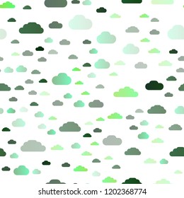 Light Green vector seamless texture with cloudy sky. Colorful illustration with abstract clouds. Template for business cards, websites.