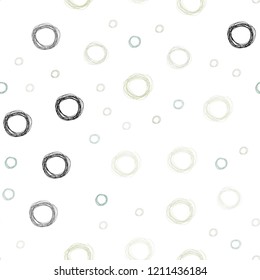 Light Green vector seamless texture with disks. Glitter abstract illustration with blurred drops of rain. Pattern can be used for ads, leaflets.