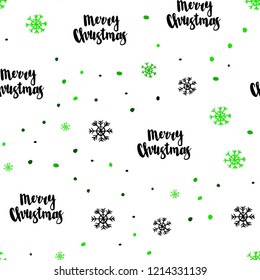 Light Green vector seamless texture with colored snowflakes. Shining colorful illustration with snow on abstract template. Pattern for trendy fabric, wallpapers.
