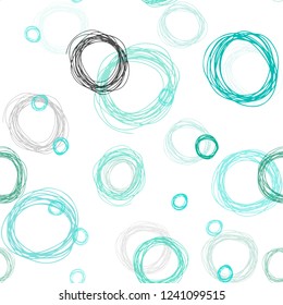 Light Green vector seamless texture with disks. Blurred decorative design in abstract style with bubbles. Pattern for design of fabric, wallpapers.