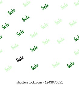 Light Green vector seamless texture with selling simbols. Illustration with signs of sales on abstract template. Backdrop for mega promotions, discounts.