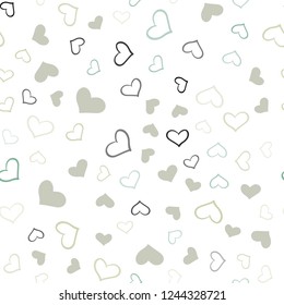 Light Green vector seamless texture with lovely hearts. Hearts on blurred abstract background with colorful gradient. Design for ad, poster, banner of Valentine Day.