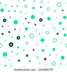 Light Green vector seamless texture with disks. Abstract illustration with colored bubbles in nature style. Pattern for trendy fabric, wallpapers.