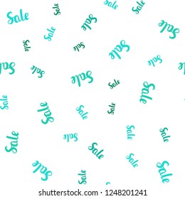 Light Green vector seamless texture with selling simbols. Illustration with signs of sales on abstract template. Backdrop for mega promotions, discounts.