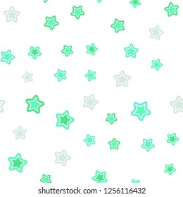 Light Green vector seamless texture with beautiful stars. Shining colored illustration with stars. Design for wallpaper, fabric makers.