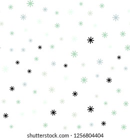Light Green vector seamless texture with colored snowflakes. Glitter abstract illustration with crystals of ice. Design for wallpaper, fabric makers.