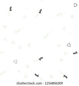 Light Green vector seamless texture with lovely hearts. Glitter abstract illustration with colorful hearts in romantic style. Pattern can be used for valentine's ad, booklets.