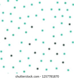 Light Green vector seamless texture with colored snowflakes. Modern geometrical abstract illustration with snowflakes. Design for wallpaper, fabric makers.