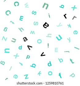 Light Green vector seamless texture with ABC characters. Blurred design in simple style with signs of alphabet. Pattern for trendy fabric, wallpapers.